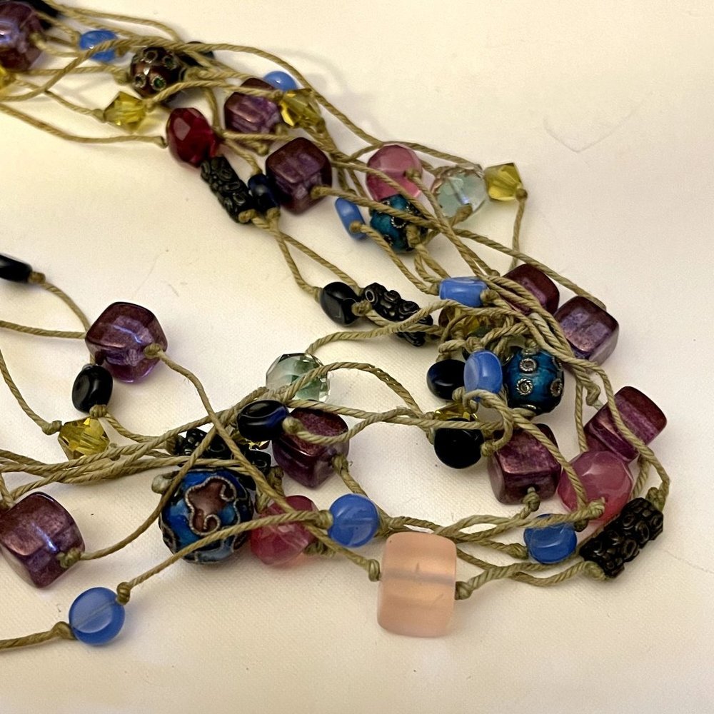 Boho Colorful Multi-Strand Beaded Artisan Choker - Picture 3 of 5